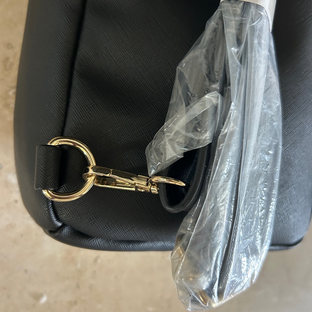 NWT! Bebe Yolanda Sling Backpack in Black with Gold Hardware - Picture 9 of 13